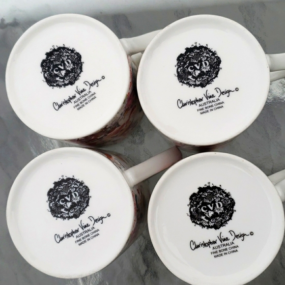 CHRISOPHER VINE Australia PARIS Porcelain Collectible Coffee Mugs, Set of 4 - Picture 14 of 16